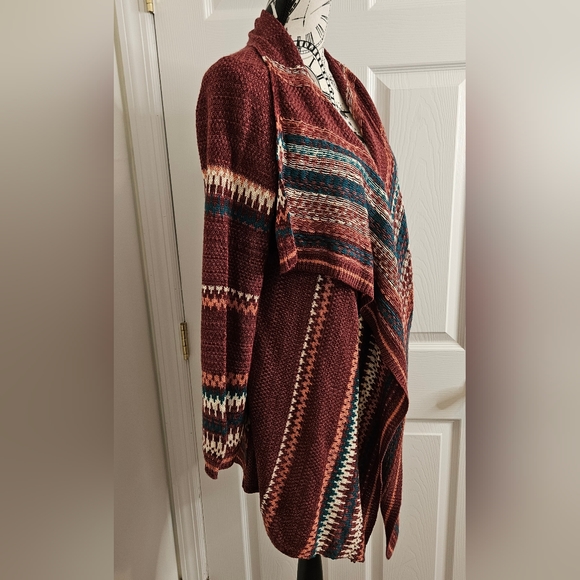 One World womens size medium long open front cardigan - Picture 3 of 9
